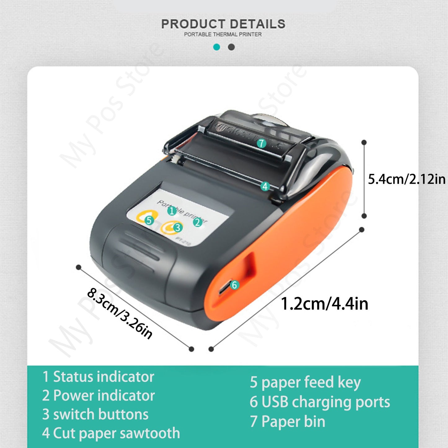 Impressão de Recibo Térmico 58mm Impressora de Recibos Portátil PT210 Suporte USB Bluetooth Sistema Loyverse Android Windows