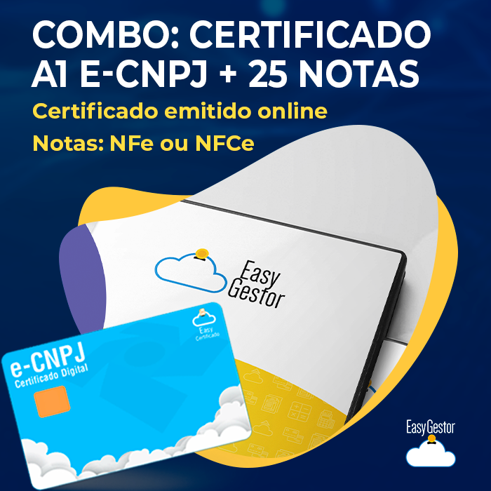 Combo: Certificado Digital A1 e-CNPJ + 25 notas (NFe)